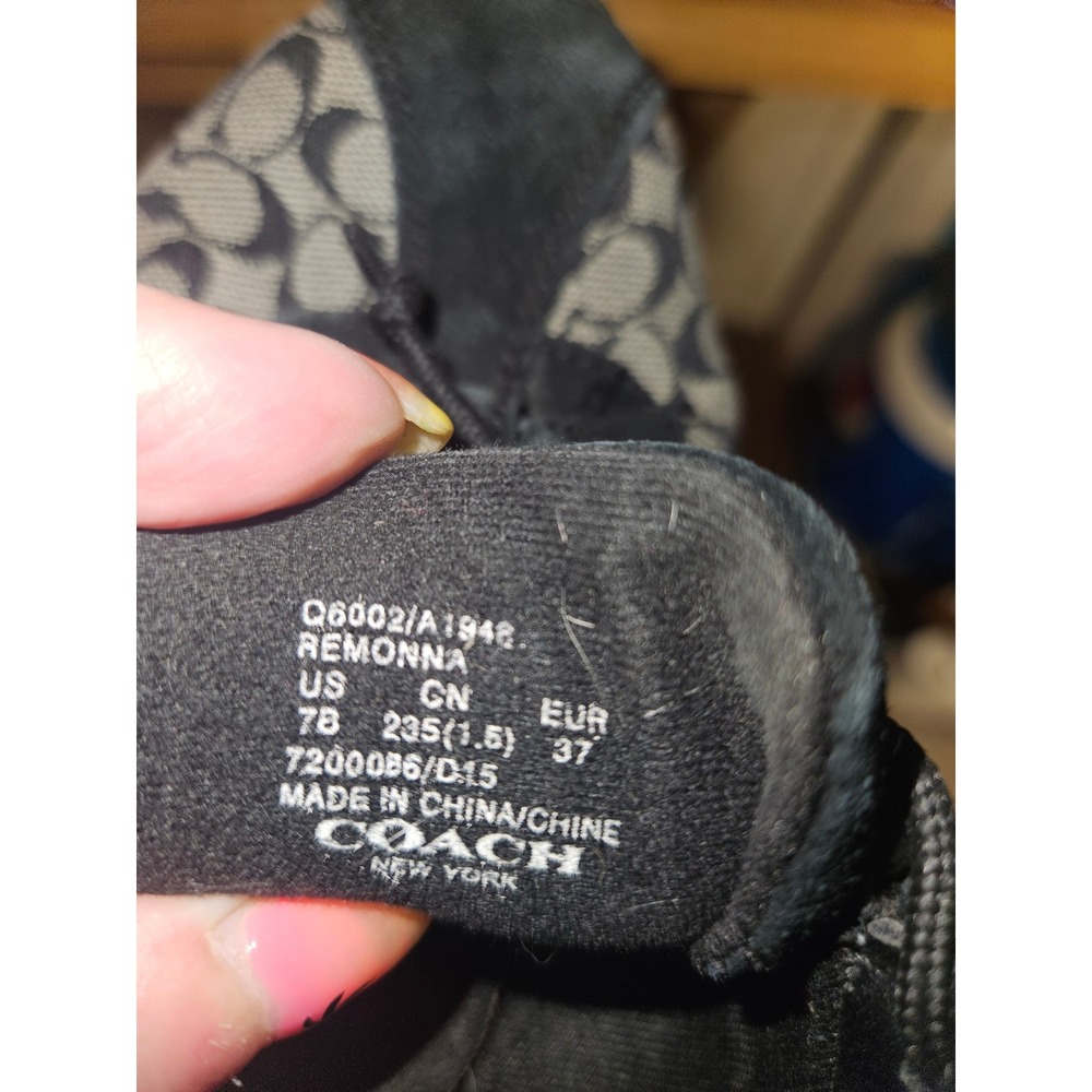 Coach Signature Remonna Monogram Black Suede Patent Leather Low Top Sneakers 7B - Picture 11 of 11